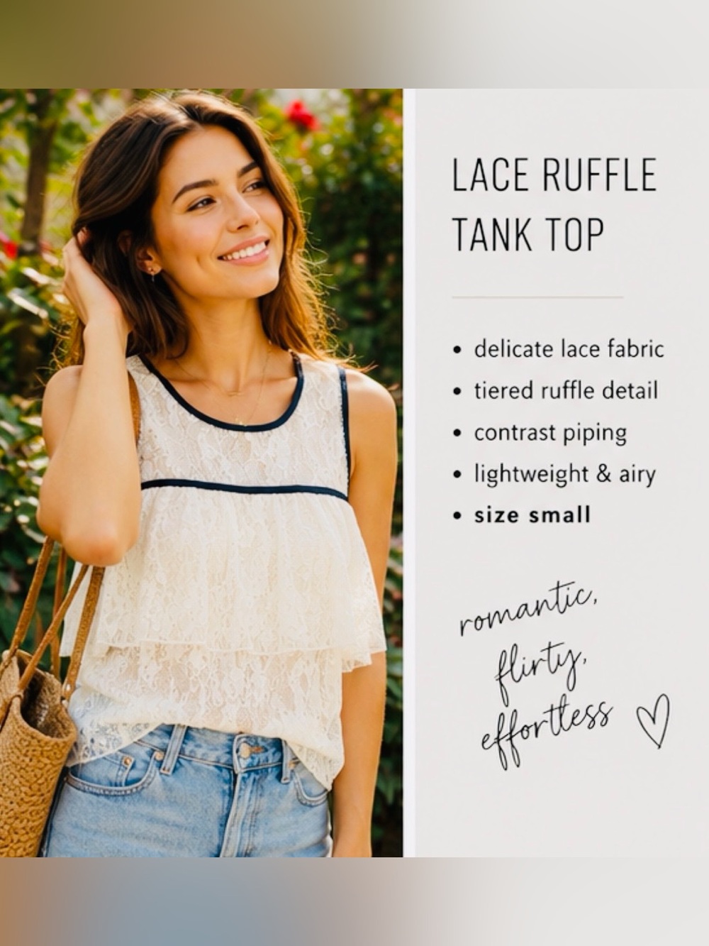 Eddie & Maddie Ivory Lace Ruffle Tank Top | NWOT - Picture 12 of 16